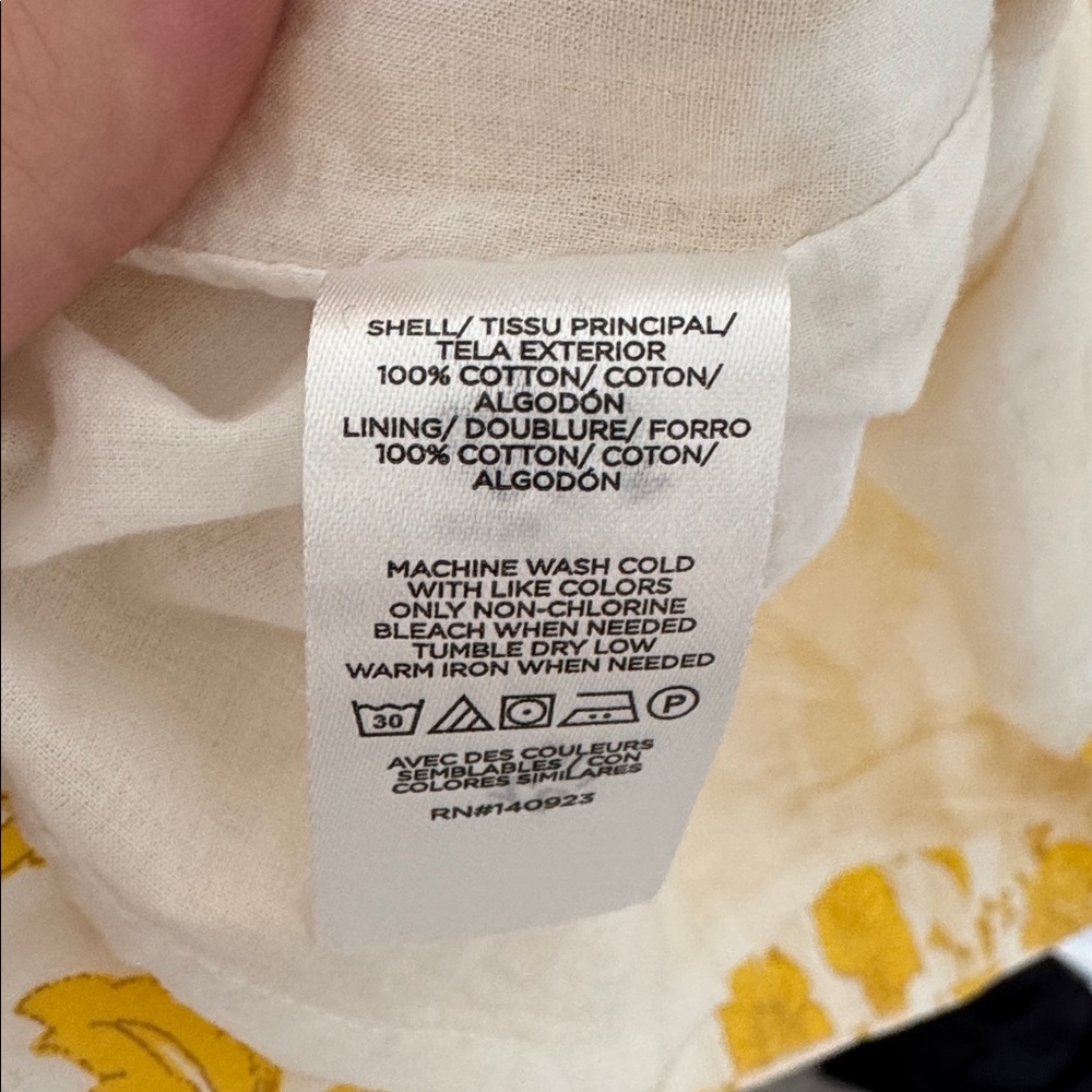 LOFT NWT Yellow 100% Cotton Floral Poplin Shirred Mini Dress - Size 8 - Picture 6 of 8